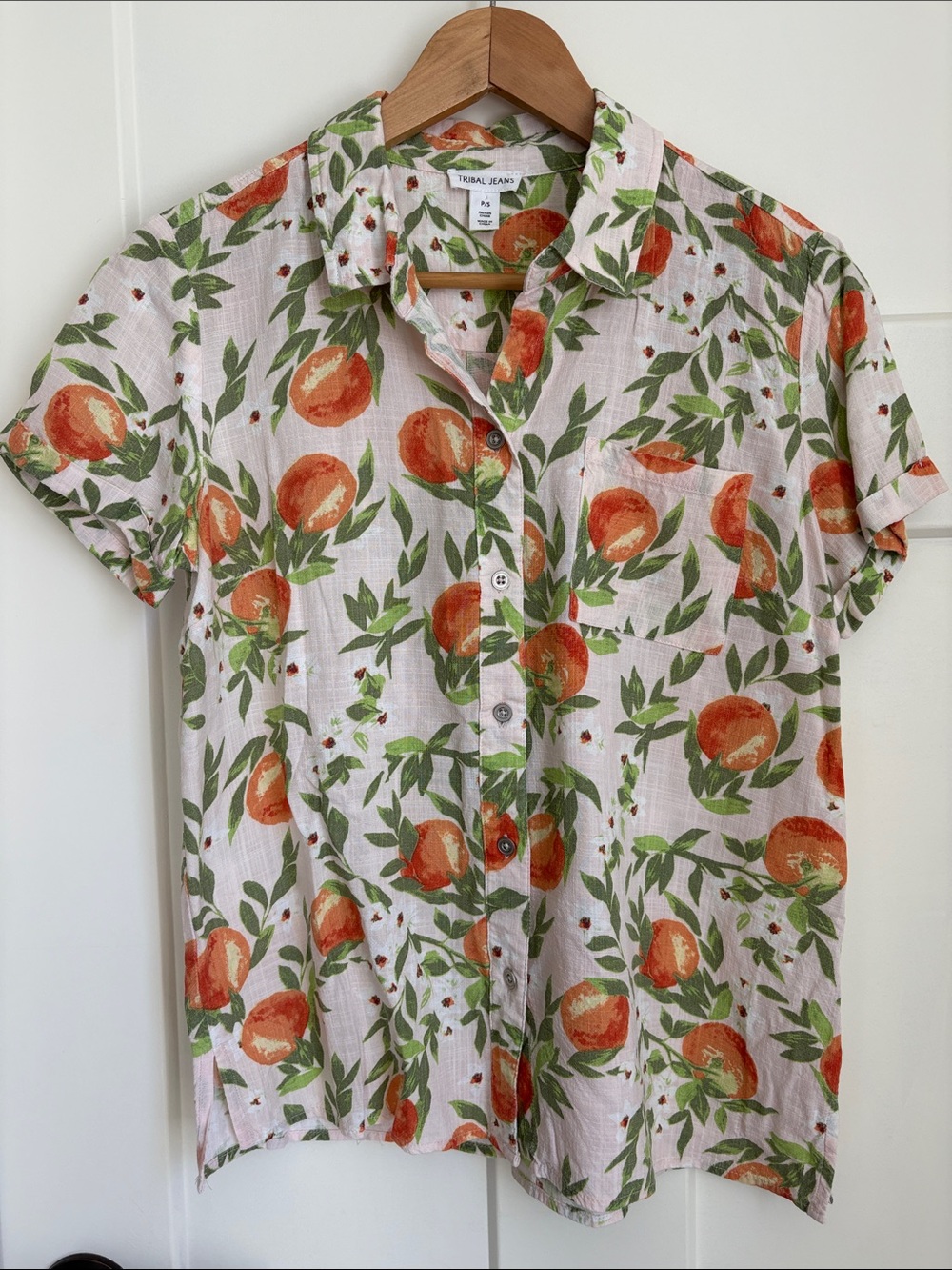 Orange Print Short Sleeve Shirt